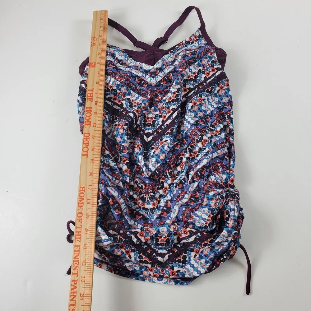 Athleta Women Tankini Top Marrakesh Side Scrunch Convertible Swim 32 B/C